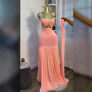 Women's Cutout Waist Maxi Dress <b>Spaghetti</b> <b>Strap</b> Convertible Scarf Sleeveless Flowy Formal Gown Dresses Fashion - Product Image 1