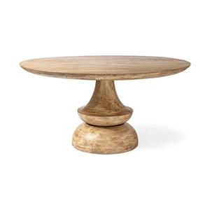 Premium Handmade Round Wooden Dining <b>Table</b> with Classical Design and Waterproof Surface for Home Cafe <b>Bistro</b> and Restaurant Use - Product Image 1