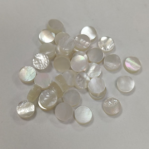 Cuentas Sueltas de Nácar Natural en Forma de Moneda Redonda, Color Blanco - Product Image 2