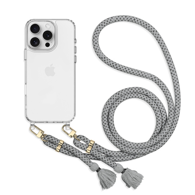 Luxury Silicone Crossbody Strap Phone Case for iPhone 17/16/15/14/13/12-Clear Design Shockproof & Prevent Phone Loss