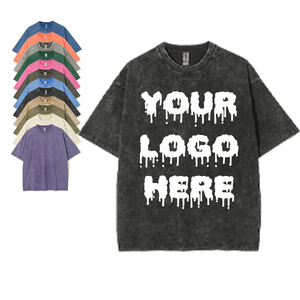 Lavado ácido logotipo personalizado 100% algodón 250GSM Streetwear peso pesado gota hombro Vintage camiseta lavado ácido - Product Image 1