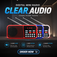 Tragbarer Mini-Digitallautsprecher mit FM-Radio, Bildschirm, Taschenlampe, Musikplayer, Stereo-Sound für 5.0 Powerbank & Wecker