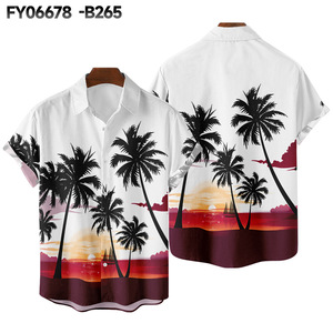 Chemises hawaïennes d'été pour <span class=keywords><strong>hommes</strong></span> et femmes, imprimé cocotier, lin ample à manches courtes, hauts de plage, camisa décontractés de rue, livraison gratuite - Product Image 6