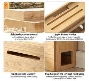 Hộp lưu trữ Bộ định tuyến không dây Fsc & BSCI-Kệ tổ chức nhiều lớp cho văn phòng và nhà-Giá quản lý cáp điện bằng gỗ - Product Image 6