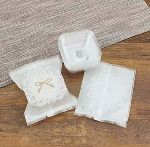 <b>Plastic</b> <b>Packaging</b> Bags White Bow-shaped Mooncake <b>Packaging</b> Bags, Semi-transparent Frosted Baking Bags in Stocks - Product Image 3