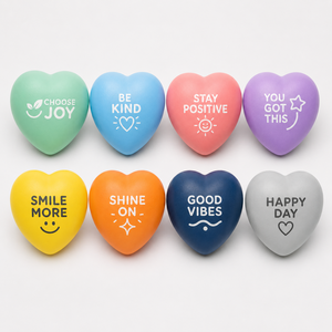 Pelota Antiestrés de Espuma PU Suave con Logotipo Personalizado para Regalo de Bienvenida en Reuniones Corporativas, Forma de Corazón - Product Image 1