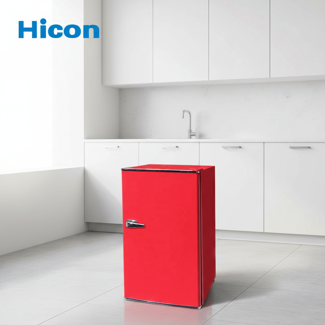 Hicon Top Quality Compressor Single Door Retro Fridge Refrigerator 90L 110V/220V-240V CE, EMC, RoHS