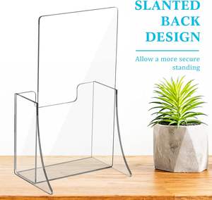 מעמד תצוגה לברושורים/עלונים/מגזינים, אקריליק שקוף מלוטש, יוקרתי, בגודל 8.5X11 אינץ', דגם TW-102 - Product Image 4