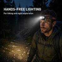 Lampe frontale LED à détecteur de mouvement, alimentée par batterie, mains libres, étanche, avec lumière rouge, pour le camping, la randonnée, la pêche, pour adultes