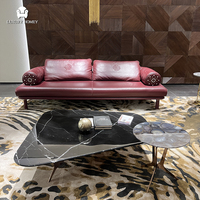 Ensemble de canapés de luxe en cuir italien moderne pour salon, fabriqué à Foshan, idéal pour villas et projets hôteliers