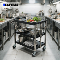 Troli Dapur Multifungsi Heavybao 3 Rak, Kereta Pengangkut Makanan & Minuman, Peralatan Layanan Bar & Katering