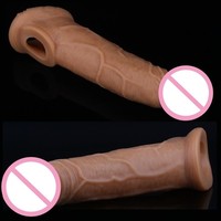 Extenseur de manchon réutilisable en silicone réaliste pour pénis, jouet sexuel pour hommes, agrandisseur de pénis, gaine de préservatif pour retarder l'éjaculation