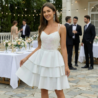 Robe de mariée personnalisée, robe de mariée grande taille, robe de mariée courte à sequins, robes magnifiques, robe de douche nuptiale, robe blanche