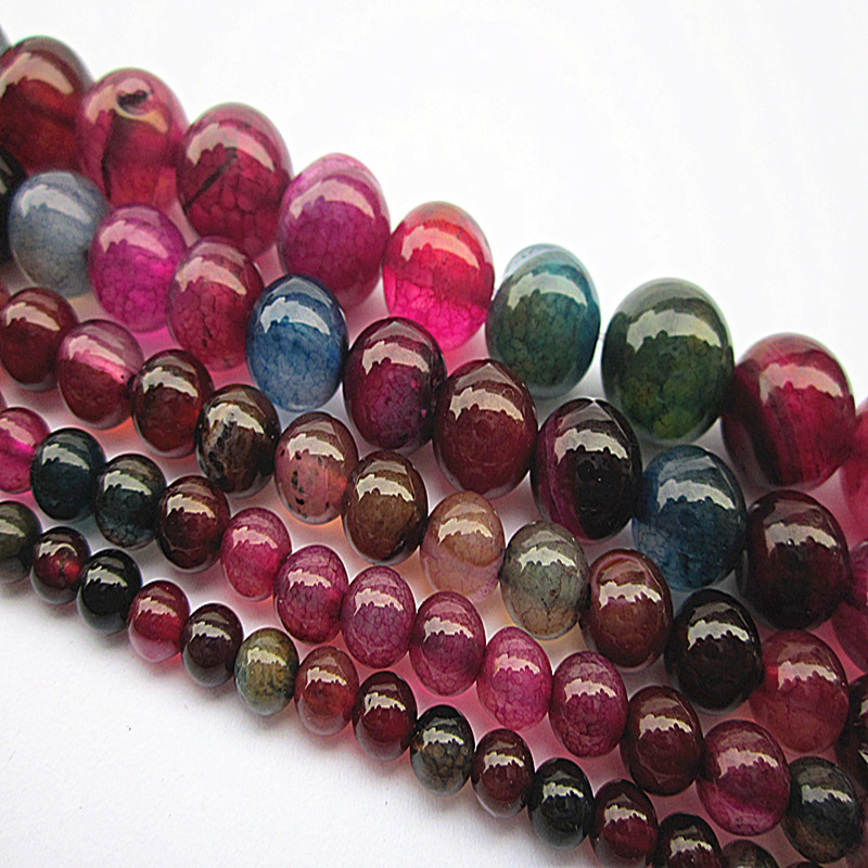 Perles rondes en Tourmaline et Agate de pastèque, pierres précieuses naturelles, pour la fabrication de bijoux, 1 pièce, 6/8/10/12mm