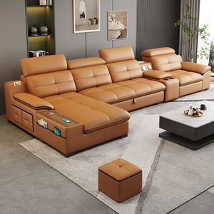 Juego de Muebles de Sala Modernos Personalizados, Ahorro de Espacio, Reclinables, de Cuero, Inteligentes, Multiusos, Sofás Modernos para Sala de Estar - Product Image 1