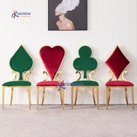 Chaise de poker moderne de luxe durable à dossier haut, structure en acier inoxydable doré, chaises de mariage en velours pour villa