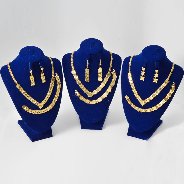 Custom Luxury Dubai 14k Gold Plated Necklace Bracelet Earring Jewelry Sets Women