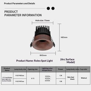 Éclairage intérieur LED commercial <span class=keywords><strong>et</strong></span> résidentiel tout en aluminium, <span class=keywords><strong>bois</strong></span> massif de noyer, 5W/7W/10W/12W, spots <span class=keywords><strong>et</strong></span> downlights - Product Image 2