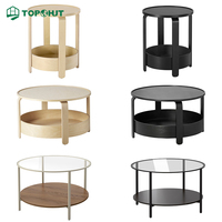 Table basse moderne ronde à deux niveaux pour salon, mobilier de projet d'appartement en gros