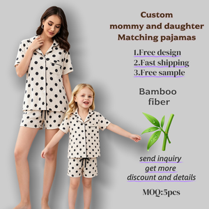 Set Pigiama Coordinato Mamma e Figlia <span class=keywords><strong>in</strong></span> Bambù Personalizzato, Leggero e a Maniche Corte per la <span class=keywords><strong>Vita</strong></span> Quotidiana - Product Image 1