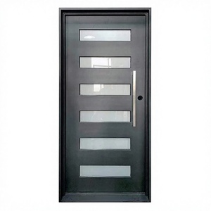 Porte extérieure double en fer forgé rustique anti-effraction de luxe avec vitrage pour entrée de villa COSYHOUSE - Product Image 2