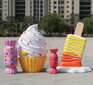F001 Estatuas de Resina para Jardín con Forma de Donut de Helado, Adornos Personalizados con Forma de Comida para Exteriores, Escultura de Resina - Product Image 2