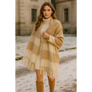 Ethnic Soft and Loose <b>Black</b> Thick Tasseled <b>Shawl</b> for Cold Weather Sal1257 - Product Image 6