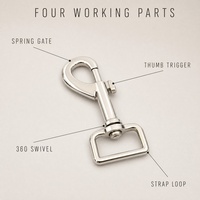 Mousqueton pivotant en alliage de zinc de 16 mm pour accessoires de sac - Boucle durable de style classique