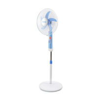 Ventilateur sur pied numérique 12V DC en plastique avec lumière LED, alimentation solaire, moteur à balais, oscillant, hauteur réglable, pour usage domestique et économe en énergie