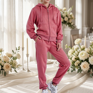 Women's Casual Solid Breathable Quick Dry Lightweight <b>Plus</b> <b>Size</b> Sweat Suit 2-Piece Fleece Hoodie Sweatpants Jogging Set Autumn - Product Image 1