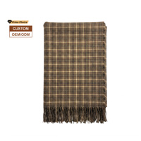 Couverture en coton tricoté de qualité supérieure avec franges - Plaid classique à motif écossais pour la décoration intérieure et les cadeaux d'entreprise avec logo personnalisé