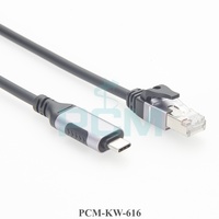 Câble RJ45 vers USB-C Type-C 15cm 0.15m Adaptateur Réseau Ethernet Court Connecteur 8p8c avec Coque en Aluminium Gris Vitesse 1000Mbps
