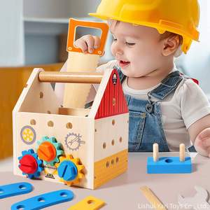 Multi-functional Play Learning Montessori Toddler <b>Tool</b> Toy with <b>Bench</b>, Saw, Hammer, Wrench, Screwdriver, Handle, Swivel Handle - Product Image 5