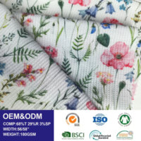 Tissu tricoté de haute qualité à impression numérique réactive, 68% polyester, 29% rayonne, 3% élasthanne, pour vêtements de détente, pyjamas et robes faits main DIY