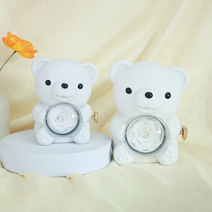Rotierende Doppelherz-Halskette Geschenkbox mit Konservierter Rose und Teddybär für Valentinstag <span class=keywords><strong>Ringverpackung</strong></span> - Product Image 6