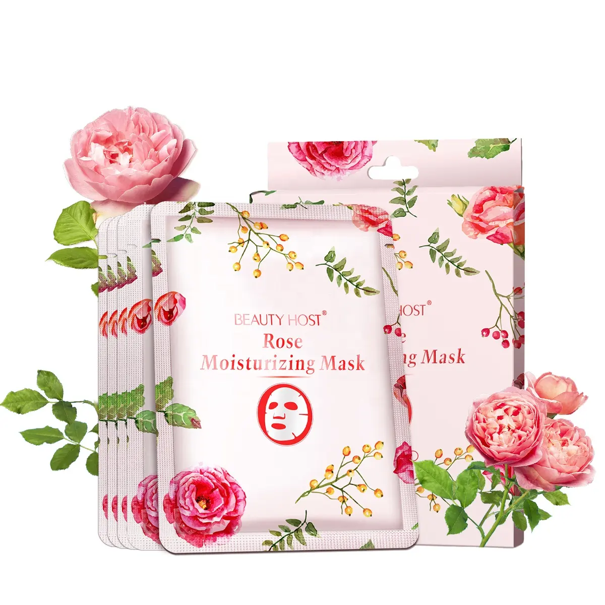 Floral Scent Rose Facial Mask Organic Rose Extract Deep Moisturizing Collagen Anti Aging Firming Soothing Skin Care For Unisex