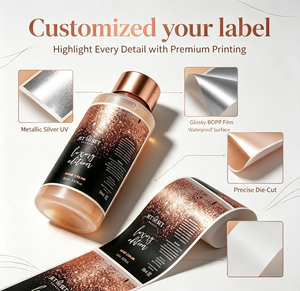 Custom Printed Metallic Glitter Adhesive <strong>Label</strong> Waterproof Oil Resistant Cosmetic Bottle <strong>Label</strong> for Skincare Hand <strong>Cream</strong> - Product Image 5