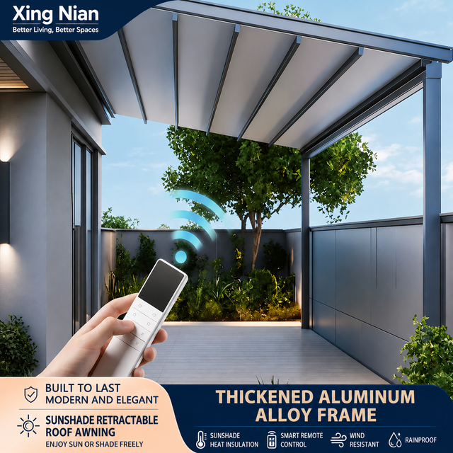 Motorized Retractable Pergola Canopy Waterproof PVC Roof Aluminum Frame for Outdoor Patio Garden