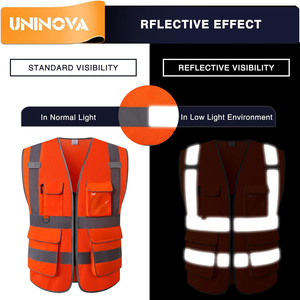 <span class=keywords><strong>Gilet</strong></span> de sécurité haute visibilité UNINOVA, orange, en maille, classe 2 ANSI, réfléchissant, avec poches et fermeture éclair, pour hommes et femmes, <span class=keywords><strong>travaux</strong></span> de construction - Product Image 3
