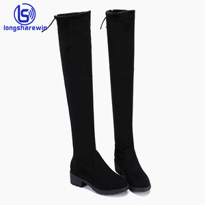 Moda in vendita nuovo design moda <span class=keywords><strong>donna</strong></span> all'ingrosso scarpe basse lunghe al ginocchio - Product Image 1