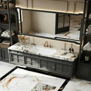 Intelligent lighting defogging <b>mirror</b> storage cabinet multifunctional French light luxury bathroom cabinet - Product Image 3