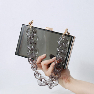 Bolso <span class=keywords><strong>de</strong></span> mano con caja acrílica cuadrada transparente con cuentas a la moda, bolso <span class=keywords><strong>de</strong></span> <span class=keywords><strong>fiesta</strong></span> <span class=keywords><strong>de</strong></span> noche con cadena para mujer - Product Image 1