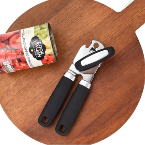 Abrebotellas giratorio Manual de acero inoxidable de alta resistencia, cómodo mango plano, utensilio de cocina multiusos para el hogar - Product Image 1