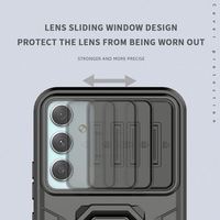 Étui de téléphone portable de luxe antichoc TPU+PC pour S23 A54 A14 A24 A34 avec porte coulissante de protection de l'objectif