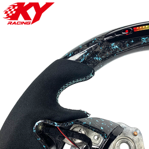 Volante personalizado de fibra de carbono forjada azul con cuero negro y LED RPM para Hyundai Elantra N I20 I20N I30 I30N Veloster N - Product Image 2