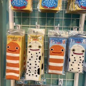 Cute Cartoon Garden Eel Crew <b>Socks</b> Breathable Women's Mid-Calf Anime Style <b>Orange</b> White Striped Pattern Youth Fashion - Product Image 2