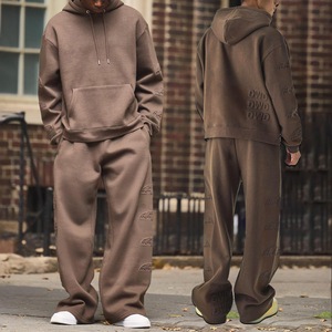 KIingSen - Conjunto de Sudadera con Capucha y Pantalones Deportivos para Hombre, con Logotipo en Relieve, de Felpa Suave, Poliéster/Algodón, Transpirable para Invierno - Product Image 1