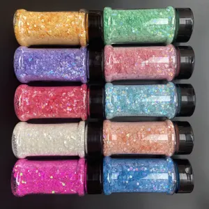 Grosir grosir grosir holografik 2oZ pengocok Neon Chunky Glitter untuk dekorasi Natal kerajinan kuku Glitter