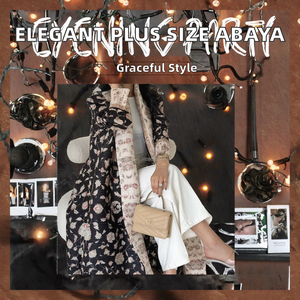 PROMISTAR Women's Anti-Static Four-Way Stretch Plus Size Abaya <b>Cardigan</b> Ethnic Dubai Fashion Wedding Polyester - Product Image 2