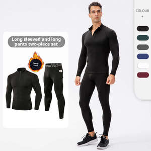 Completo Invernale da <span class=keywords><strong>Uomo</strong></span> in Pile per Fitness, con Zip, Maniche Lunghe e Pantaloni Aderenti, Set Due Pezzi - Product Image 1
